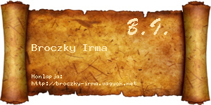 Broczky Irma névjegykártya